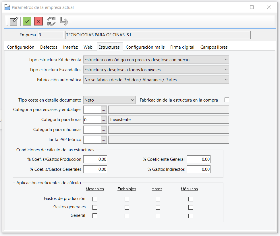 tg empresa parametros estructuras