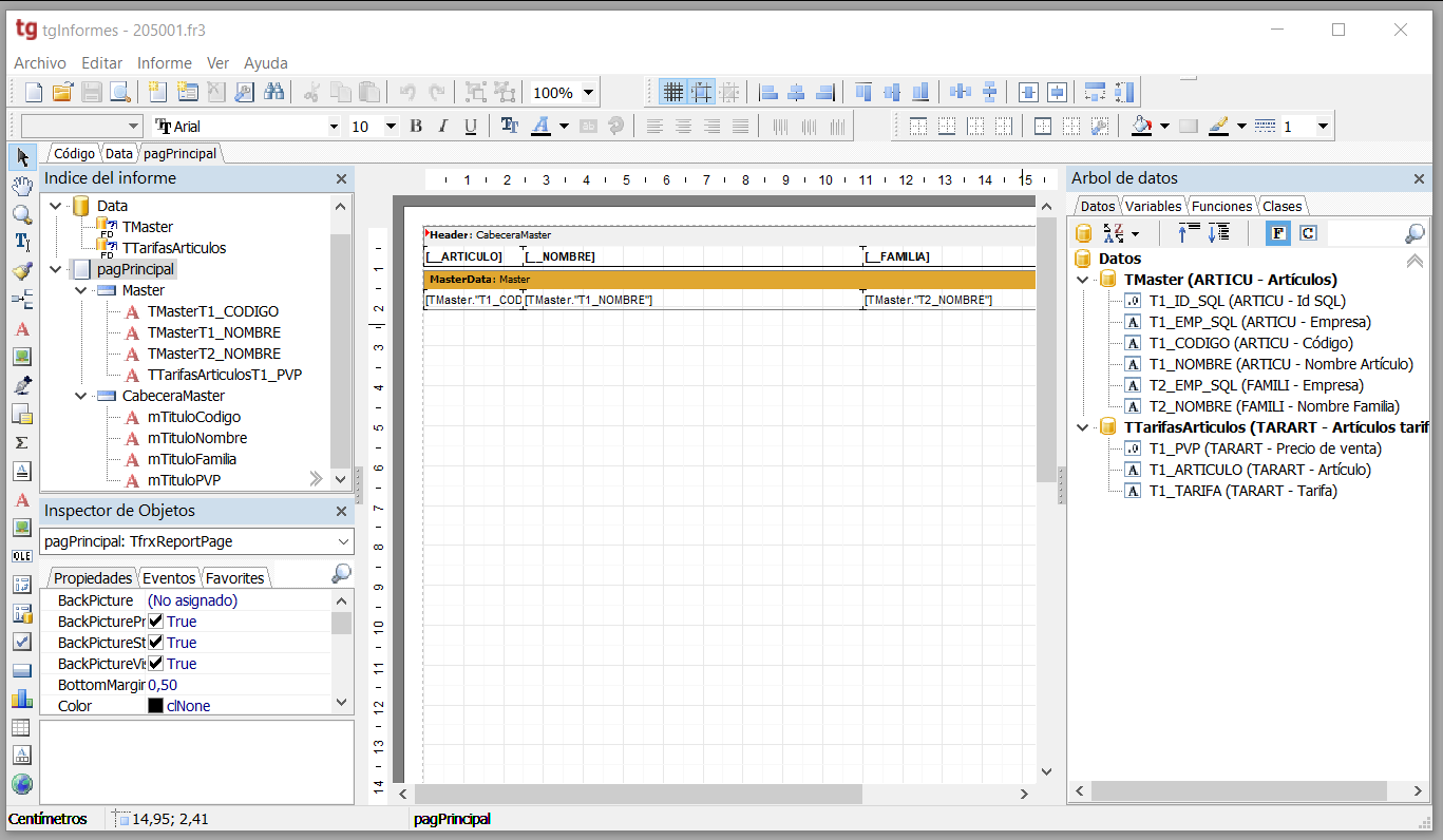 tg inofrmes configurar formato