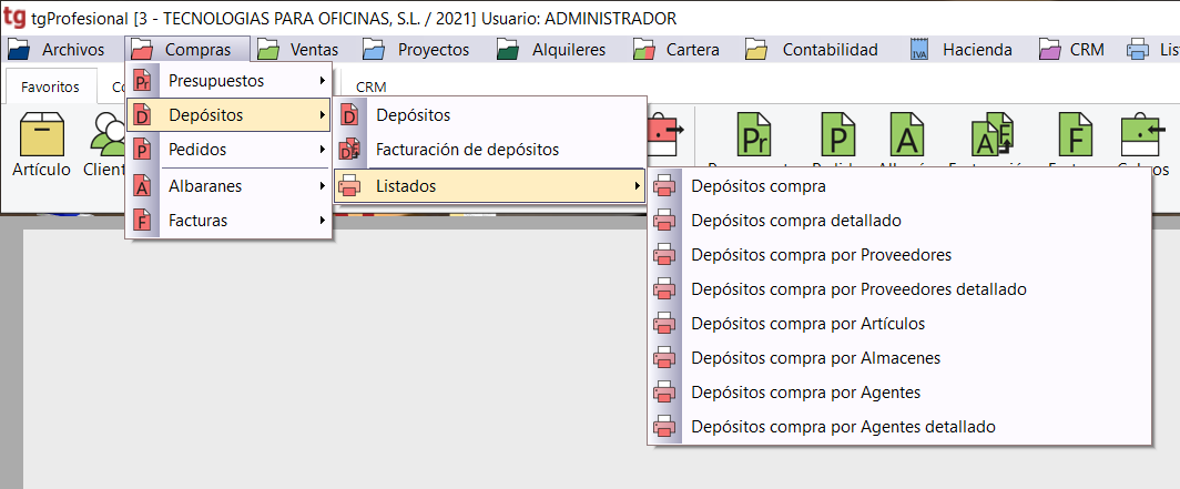 tg depositos listados