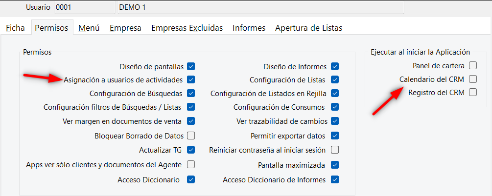 tg crm config usuario