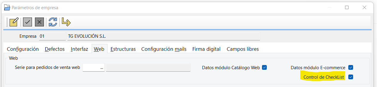 tg parametro checklist