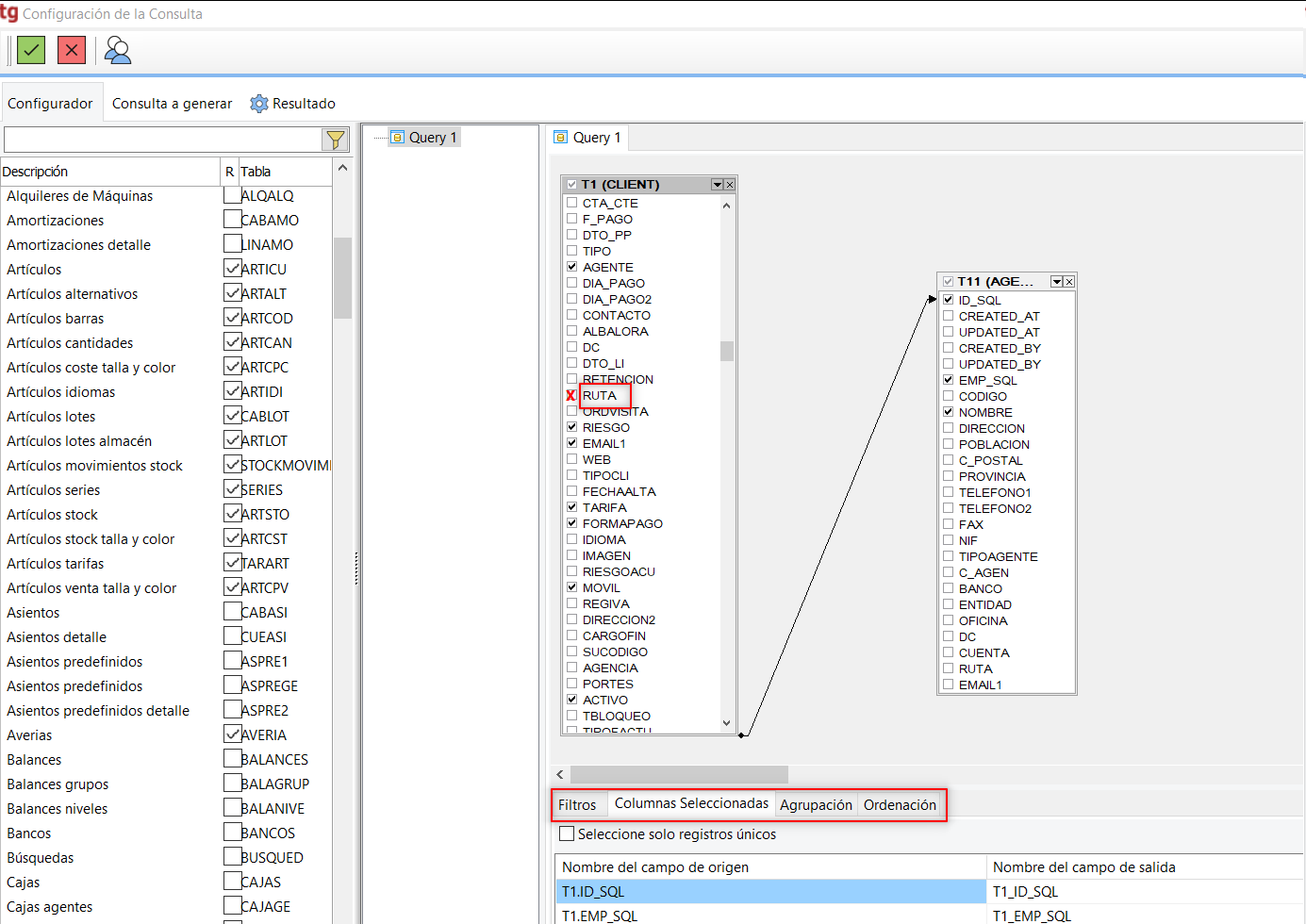 tg lista configurar visual